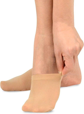 Beige Fine Cotton Toe Socks 5 Pairs, Invisible Half Socks with Non-Slip Silicone Seamless Design for Sandals Dress Shoes and Yoga, One Size for Women