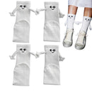 White and Black Magnetic Couple Socks 2 Pairs, Cute Hand-Holding Design with Magnets, Soft Breathable Cotton for Fun Gifts and Party Favors