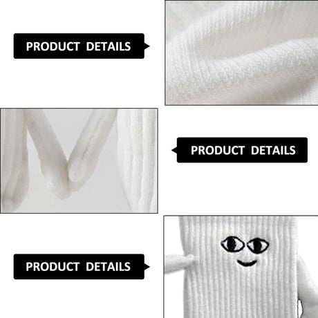 White and Black Magnetic Couple Socks 2 Pairs, Cute Hand-Holding Design with Magnets, Soft Breathable Cotton for Fun Gifts and Party Favors