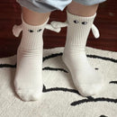 White and Black Magnetic Couple Socks 2 Pairs, Cute Hand-Holding Design with Magnets, Soft Breathable Cotton for Fun Gifts and Party Favors