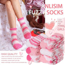 Pink Thick Plush Winter Socks 6 Pairs for Women, Cozy Fuzzy Warm Lining Soft Breathable Fit US 5-10, Perfect for Slipper Christmas and Outdoor Wear