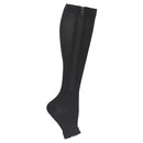 Black Zipper Compression Sports Socks 1 Pair, Elastic Ven Design for Running Football, Graduated Compression with Side Zipper for Easy On-Off and Muscle Support