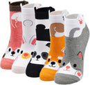 Women's Novelty Animal Cotton Socks 5 Pairs, Cute Colorful Patterns Soft Breathable 75% Cotton, Bright Colors for Everyday Fun and Casual Wear