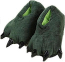 Green Plush Animal Paw Slippers for Men Women Kids, Fuzzy Dinosaur Claw Design with Non-Slip Sole, Cozy Warm House Slippers Size 40-43 for Indoor Comfort