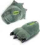 Green Plush Animal Paw Slippers for Men Women Kids, Fuzzy Dinosaur Claw Design with Non-Slip Sole, Cozy Warm House Slippers Size 40-43 for Indoor Comfort