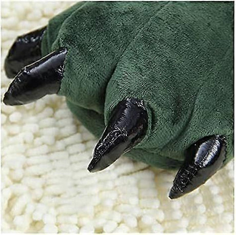 Green Plush Animal Paw Slippers for Men Women Kids, Fuzzy Dinosaur Claw Design with Non-Slip Sole, Cozy Warm House Slippers Size 40-43 for Indoor Comfort