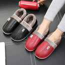 Black Faux Fur Warm Waterproof Indoor Flat Slippers for Men, Non-Slip Rubber Sole, Size 50-51 for Large Feet, Cozy Bedroom Shoes for Winter