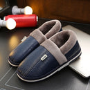 Black Faux Fur Warm Waterproof Indoor Flat Slippers for Men, Non-Slip Rubber Sole, Size 50-51 for Large Feet, Cozy Bedroom Shoes for Winter