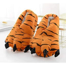 Unisex Animal Paw Clog Slippers Chicken Bird Foot Cow Tiger Giraffe Design, Soft Fleece Lined Non-Slip Sole, Size L 40-45 for Fun Halloween Party and Home Wear