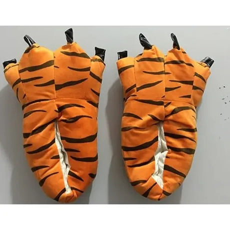 Unisex Animal Paw Clog Slippers Chicken Bird Foot Cow Tiger Giraffe Design, Soft Fleece Lined Non-Slip Sole, Size L 40-45 for Fun Halloween Party and Home Wear