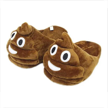 Funny Fuzzy Stuffed Poop Slippers for Adults, Cute Emoji Style with Non-Slip Silicone Sole, Soft Cotton Lining for Warmth, One Size 38-44 for Cosplay and Home