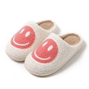 Pink Smiley Face Slippers for Women, Cute Emoji Design with Non-Slip TPR Rubber Sole, Soft Faux Fur Thick Fleece Lining for Warmth Size 38-39