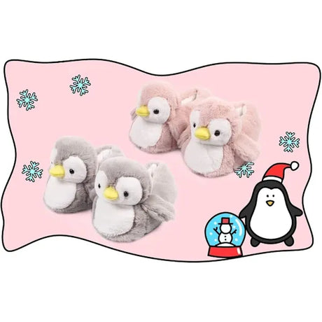 Cute Penguin Plush Slippers for Women, Fun and Cozy Fluffy House Shoes with Soft Cotton Interlayer and Non-Slip Sole, Perfect Gift for US 5-8