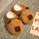 Cartoon Capybara Warm Soft Non-Slip Home Slippers for Women Men, Plush Rubber Sole One Size Fits 35-42, Cute Animal Design for Indoor Comfort
