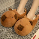 Cartoon Capybara Warm Soft Non-Slip Home Slippers for Women Men, Plush Rubber Sole One Size Fits 35-42, Cute Animal Design for Indoor Comfort
