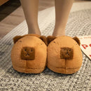 Cartoon Capybara Warm Soft Non-Slip Home Slippers for Women Men, Plush Rubber Sole One Size Fits 35-42, Cute Animal Design for Indoor Comfort