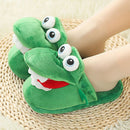 Cartoon Crocodile Cotton Slippers for Adults, Fun Opening Mouth Design with Memory Foam Insole, Non-Slip Soft Plush for Home 38-39