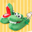 Cartoon Crocodile Cotton Slippers for Adults, Fun Opening Mouth Design with Memory Foam Insole, Non-Slip Soft Plush for Home 38-39