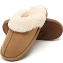 Men's Winter Warm Faux Fur Flat Slippers for Size 42-43, Soft Coral Fleece Lining with Non-Slip Rubber Sole, Cozy Indoor Home Shoes