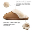 Men's Winter Warm Faux Fur Flat Slippers for Size 42-43, Soft Coral Fleece Lining with Non-Slip Rubber Sole, Cozy Indoor Home Shoes