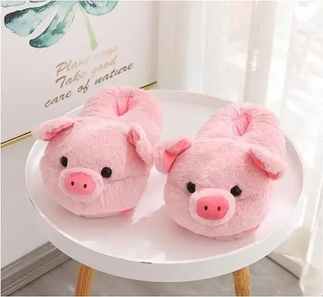 Pink Cute Pig Cartoon Animal Slippers for Women, Warm Plush Lining Soft Breathable Non-Slip Thick Sole, Available in Sizes 36-44 for Cozy Home Wear