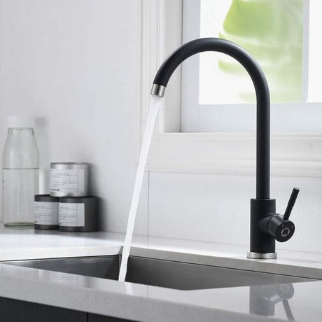 Kitchen Faucet, Single Handle High Arc Sink Faucet, 360 degree rotation, single-handle control, Matte Black Finish