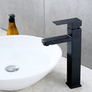 High Spout Single Hole Basin Mixer Faucet, Single Handle Hot and Cold Bathroom Tap with Copper Mixer Body, Black Finish