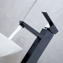 High Spout Single Hole Basin Mixer Faucet, Single Handle Hot and Cold Bathroom Tap with Copper Mixer Body, Black Finish