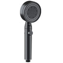 5 Spray Modes Adjustable High Pressure Shower One-Button Stop Water Massage Shower Head Water Saving Shower Bathroom Accessories, Black Finish