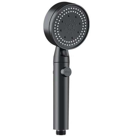5 Spray Modes Adjustable High Pressure Shower One-Button Stop Water Massage Shower Head Water Saving Shower Bathroom Accessories, Black Finish