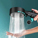 5 Spray Modes Adjustable High Pressure Shower One-Button Stop Water Massage Shower Head Water Saving Shower Bathroom Accessories, Black Finish