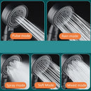 5 Spray Modes Adjustable High Pressure Shower One-Button Stop Water Massage Shower Head Water Saving Shower Bathroom Accessories, Black Finish
