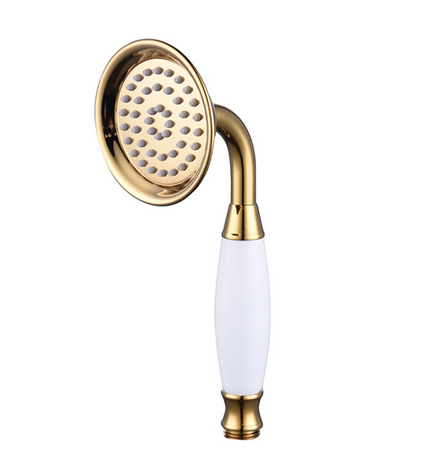 Shower head brass ceramic round hand shower head narrow, ceramic cartridge, universal compatibility, Gold Finish