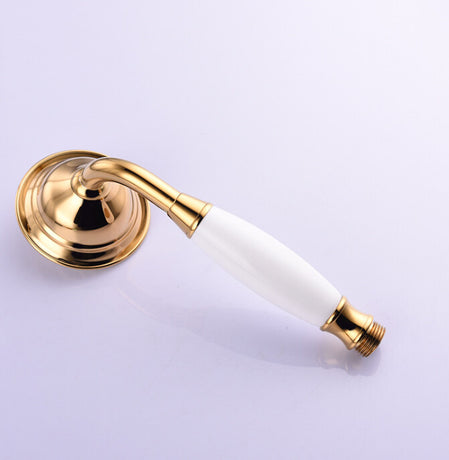 Shower head brass ceramic round hand shower head narrow, ceramic cartridge, universal compatibility, Gold Finish
