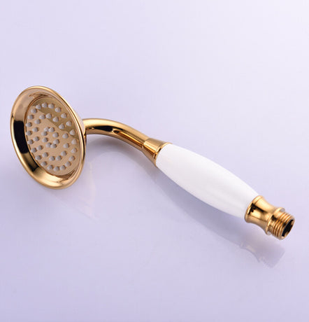 Shower head brass ceramic round hand shower head narrow, ceramic cartridge, universal compatibility, Gold Finish