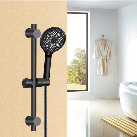 Universal slide piece, 25 mm Shower Rod Fit hand shower holder, ABS material, G1/2 Thread, 360 Degree Rotation, Matte Black/Chrome Finish Options