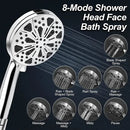 Shower Head 8+2 Functions Handheld Shower Nozzle with High Pressure Water Jet and Detachable Hose, high-pressure spray
