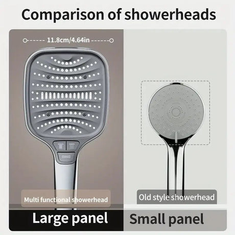 Large Panel Shower Head, 8 Adjustable Positions, Wide Water Outlet, Handheld Bathroom Shower Accessory, Chrome Finish