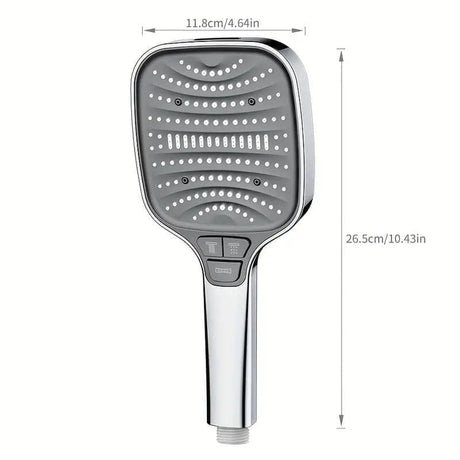 Large Panel Shower Head, 8 Adjustable Positions, Wide Water Outlet, Handheld Bathroom Shower Accessory, Chrome Finish
