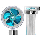 Shower Nozzle / Shower Handle- Shower Head with Turbo Fan, plastic material, 360 Degree Rotation, 26 x 8 cm Overall Size, Silver/Blue Finish Options