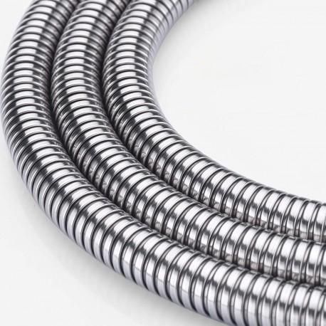 3 m Stainless Steel Shower Hose, Flexible Bathroom Hose with 300 x 2 cm Overall Size, Hot and Cold Water Use, Chrome Finish
