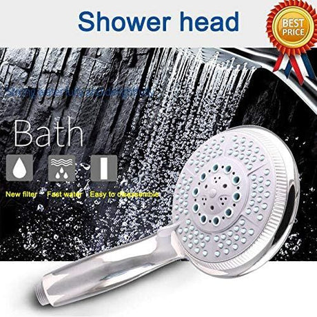 High Pressure Shower Head with 5 Spray Modes Adjustable Powerful Shower Head, Universal Shower Head for Bath, 1/2 Inch Interface, Chrome Finish