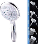 High Pressure Shower Head with 5 Spray Modes Adjustable Powerful Shower Head, Universal Shower Head for Bath, 1/2 Inch Interface, Chrome Finish