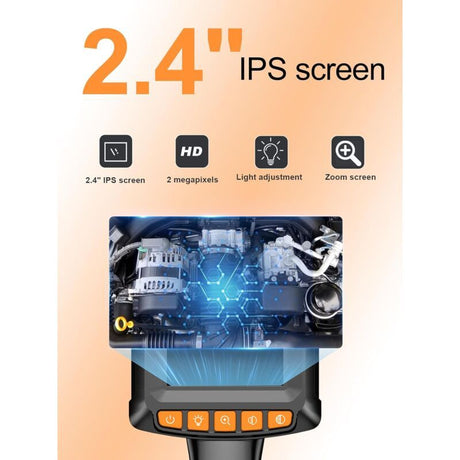 Endoscope Camera, 1080P HD Endoscope, 2.4 Inch IPS Screen Pipe Inspection Camera, IP67 Waterproof Camera, 5M Semi-Rigid Cable, with Light, Clear Color