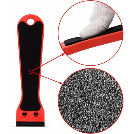 Plastic Scraper with 100 Squeegees, Long Handle Scrapers, for Removing Labels, Glue, Paint, Stickers and Decals, Red, Red Color