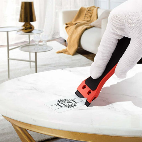 Plastic Scraper with 100 Squeegees, Long Handle Scrapers, for Removing Labels, Glue, Paint, Stickers and Decals, Red, Red Color