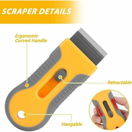 Glass and Ceramic Glass Scraper, Glass Cleaning Tool with 20 Replacement Parts for Removing Gasket Labels, Decals and Oven Glue, Grey Color