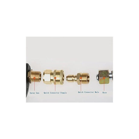M22 Quick Connect Brass Fittings for High Pressure Washer, Brass + Steel material, car washing and detailing, polishing or foam cleaning