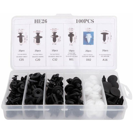 100 pcs Universal Door Trim Clip, Plastic Car Push Rivet Kit Door Card Panel Trim Clips Bumper Fastener Retainer