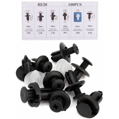 100 pcs Universal Door Trim Clip, Plastic Car Push Rivet Kit Door Card Panel Trim Clips Bumper Fastener Retainer